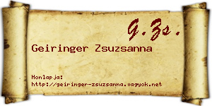 Geiringer Zsuzsanna névjegykártya